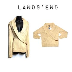 ☀️ 3/$25 Lands’end Tan Wool Wrap sweater